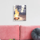 zomerkampvuur | Waterverf Natuur Landschap Canvas Afdruk (Insitu (Woonkamer))
