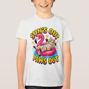 Zomerkat Grappige Flamingo Drijver — Koele Pootjes Tri-Blend Shirt