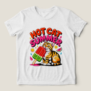 Zomerkat: Hete Kat Zomer Grappige Retro Kitty Tri-Blend Shirt