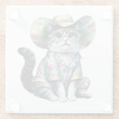 ZOMERKAT MET BLOEMIG SHIRT & PET GLAZEN ONDERZETTER (Achterkant)