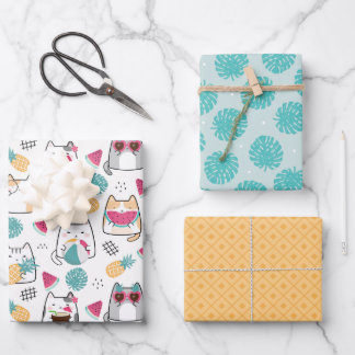 Zomerkat Tropische vruchten Inpakpapier Vel