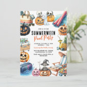 Zomerkerst Halloween Zwembad Feestje Kaart (Staand voorkant)