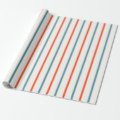 Zomerkerst in juli Oranje Blue Stripes Party Cadeaupapier (Uitgerold)