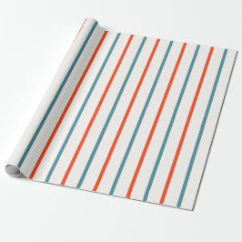 Zomerkerst in juli Oranje Blue Stripes Party Cadeaupapier