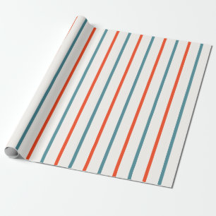 Zomerkerst in juli Oranje Blue Stripes Party Cadeaupapier