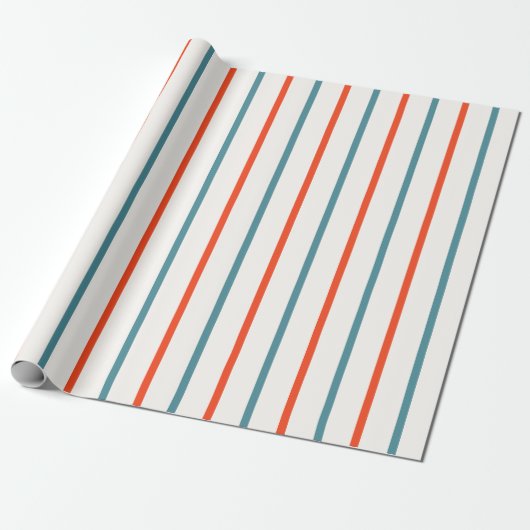Zomerkerst in juli Oranje Blue Stripes Party Cadeaupapier (Uitgerold)