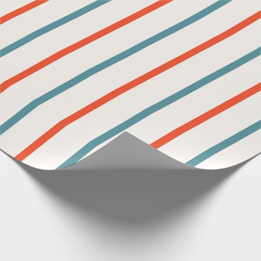 Zomerkerst in juli Oranje Blue Stripes Party Cadeaupapier (Hoek)