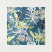 zomerkleurige tropische bosbladeren en vruchten  wandkleed (Voorkant (horizontaal))