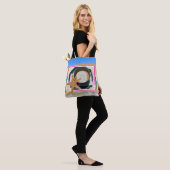 Zomerkoffie dessert oceaan uitzicht canvas tas. tote bag (Op model)