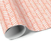 Zomerkoraal Sinaasappel Zalm Witte Zigzag Stripes Cadeaupapier (Rol Hoek)