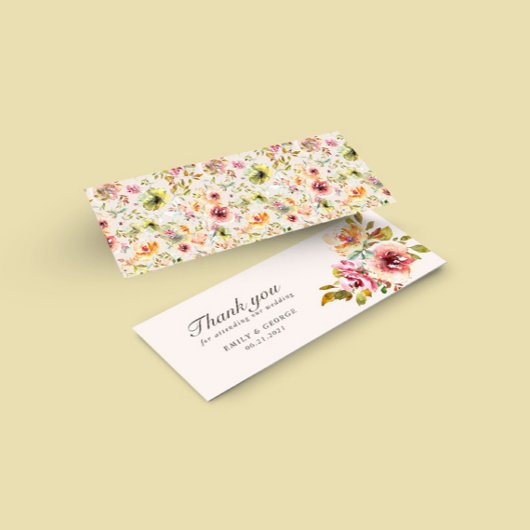 zomerkuis bloemen bruiloft Hartelijk dank Mini Visitekaartjes