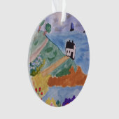 zomerkust en bloem-acrylboomdecoratie ornament (voorkant)