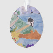 zomerkust en bloem-acrylboomdecoratie ornament (voorkant)