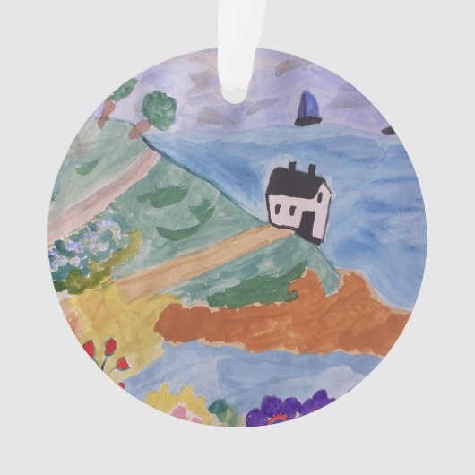 zomerkust en bloem-acrylboomdecoratie ornament (voorkant)