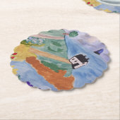 Zomerkust en bloemen kartonnen onderzetters (Gekanteld)