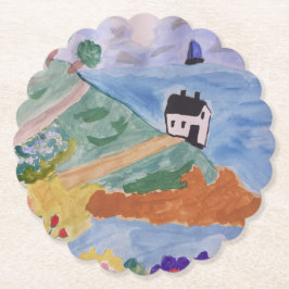 Zomerkust en bloemen kartonnen onderzetters