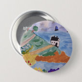 Zomerkust en bloemen ronde button 7,6 cm (Voorkant /achterkant)