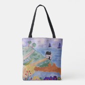 Zomerkust en bloemen tote bag (Achterkant)