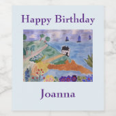 Zomerkust- en bloemwaslabel wijn etiket (Enkel label)