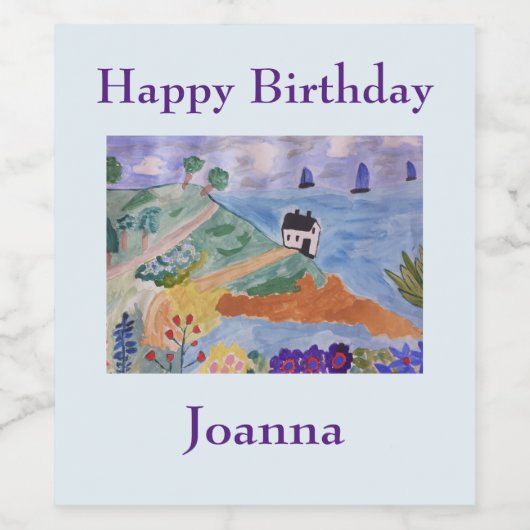 Zomerkust- en bloemwaslabel wijn etiket (Enkel label)