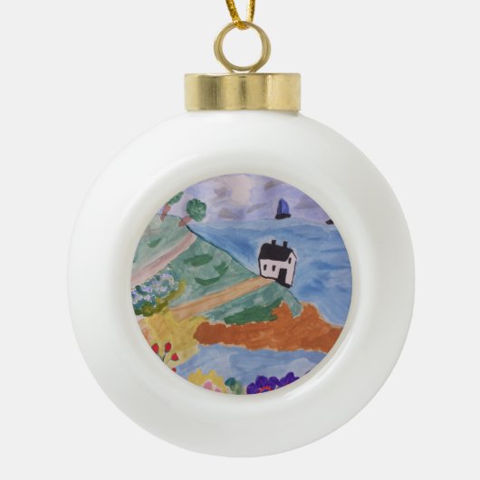 Zomerkust en ventilator keramische bal ornament (Voorkant)