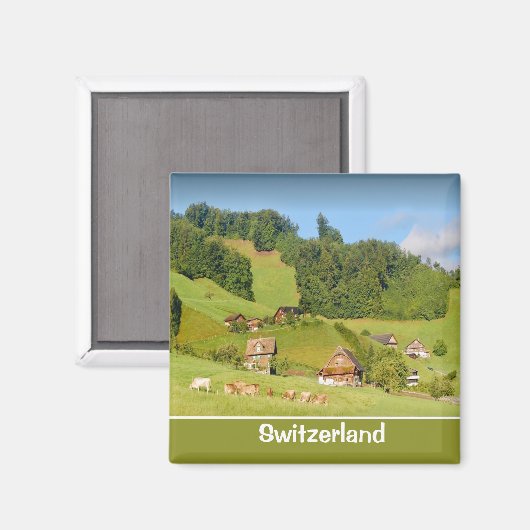 zomerlandschap in Zwitserland Magneet (Voorkant / Achterkant)