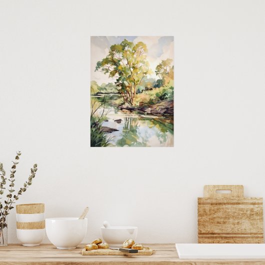 Zomerlandschap Waterverf Poster (Keuken)