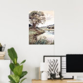 Zomerlandschap Waterverf Poster (Thuiskantoor)