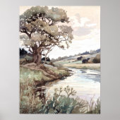 Zomerlandschap Waterverf Poster (Voorkant)