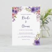 Zomerlavendel roze bloemenbruiloftsfeest lijst kaart (Staand voorkant)