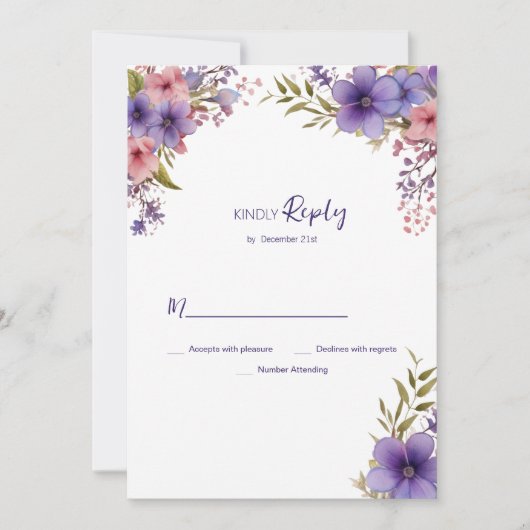 Zomerlavendel roze floral lijst RSVP Kaart (Voorkant)