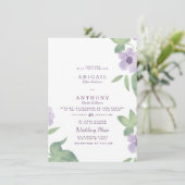 Zomerlavender paarse florale bruiloft kaart (Staand voorkant)