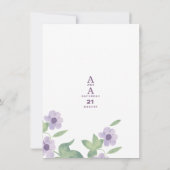 Zomerlavender paarse florale bruiloft kaart (Achterkant)