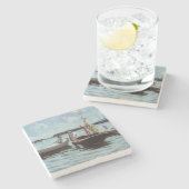 Zomerleven op de eilandjes (door Albert Edelfelt) Stenen Onderzetter (Zijkant)