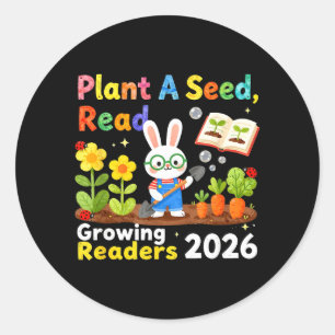 Zomerlezen 2026 Plant Een Zaad Lees Groeiende Ronde Sticker