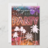Zomerlichten & Witte Palmboom Feest Uitnodigingen (Voorkant)