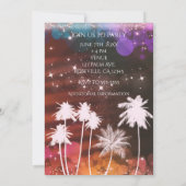 Zomerlichten & Witte Palmboom Feestuitnodigingen Kaart (Achterkant)