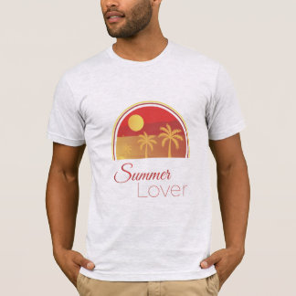 Zomerliefhebber Retro Zonsondergang Palmboom Tropi T-shirt