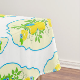 Zomerlijk Blauw en Geel Citroenen Bloempatroon Tafelkleed