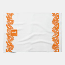 Zomerlijke citrus sinaasappelschijf rand preppy st theedoek