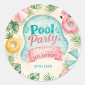 Zomerlijke zwembadfeest sticker (Voorkant)