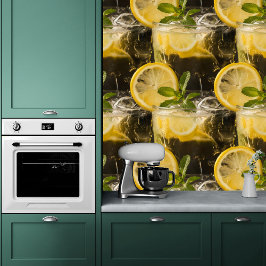 Zomerlimonade met citroen en muntschil en stok behang