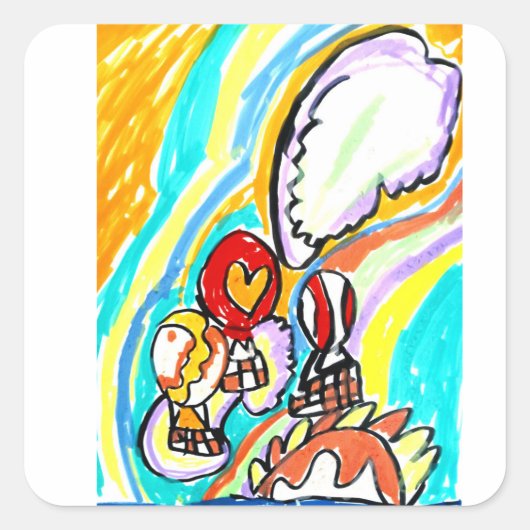 Zomerluchtballonnen vierkante sticker (Voorkant)