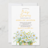 Zomermadeliefjes geel en wit kant baby shower kaart (Voorkant)