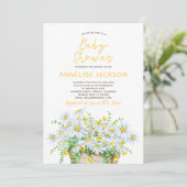 Zomermadeliefjes geel en wit kant baby shower kaart (Staand voorkant)