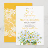 Zomermadeliefjes geel en wit kant baby shower kaart (Voorkant / Achterkant)