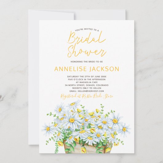 Zomermadeliefjes geel en wit kant vrijgezellenfees kaart (Voorkant)