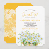 Zomermadeliefjes geel en wit kant zoet zestien kaart (Voorkant / Achterkant)