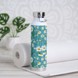 Zomermadeliefjes op Aqua Waterfles