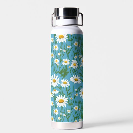 Zomermadeliefjes op Aqua Waterfles (Achterkant)